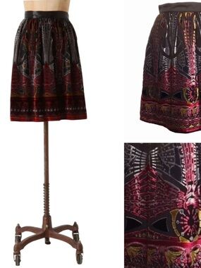 BURLAPP Anthropologie Velvet Skirt Silk Rayon Blend Sz S Dressy Art Deco Career